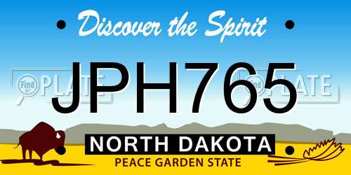 JPH765 North Dakota License Plate