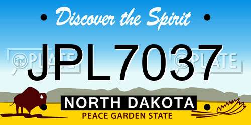 JPL7037 North Dakota License Plate