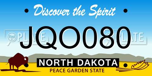 JQO080 North Dakota License Plate