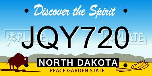 JQY720 North Dakota License Plate