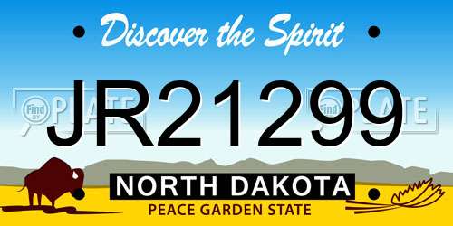 JR21299 North Dakota License Plate