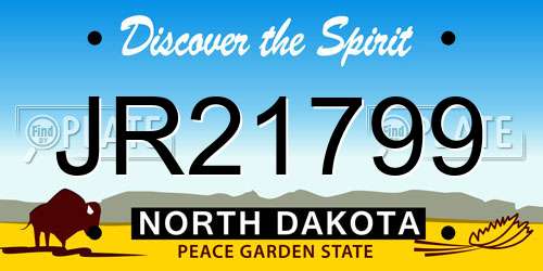 JR21799 North Dakota License Plate