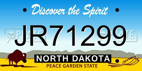 JR71299 North Dakota License Plate