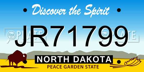 JR71799 North Dakota License Plate