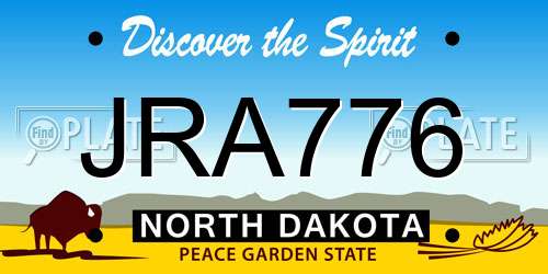 JRA776 North Dakota License Plate