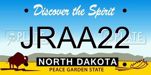 JRAA22 North Dakota License Plate