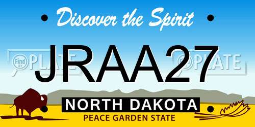 JRAA27 North Dakota License Plate