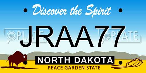 JRAA77 North Dakota License Plate