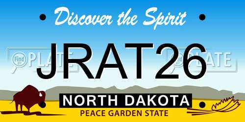 JRAT26 North Dakota License Plate