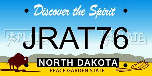 JRAT76 North Dakota License Plate