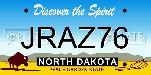 JRAZ76 North Dakota License Plate
