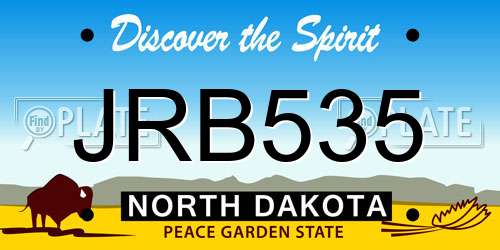 JRB535 North Dakota License Plate