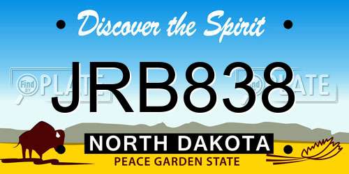 JRB838 North Dakota License Plate