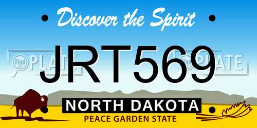 JRT569 North Dakota License Plate