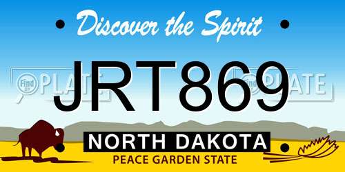 JRT869 North Dakota License Plate