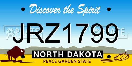 JRZ1799 North Dakota License Plate