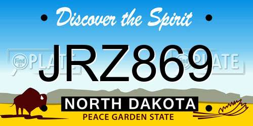 JRZ869 North Dakota License Plate