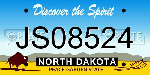 JS08524 North Dakota License Plate