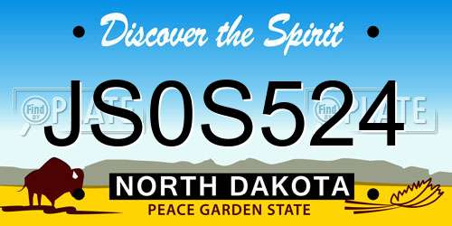 JS0S524 North Dakota License Plate