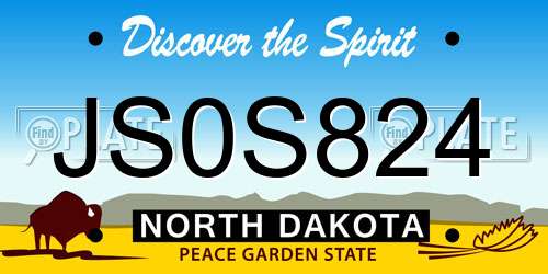 JS0S824 North Dakota License Plate