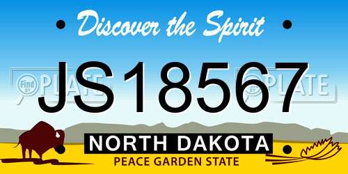 JS18567 North Dakota License Plate
