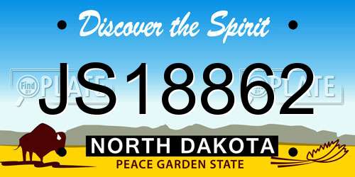 JS18862 North Dakota License Plate