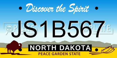 JS1B567 North Dakota License Plate