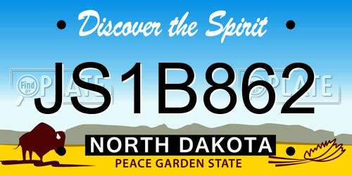 JS1B862 North Dakota License Plate