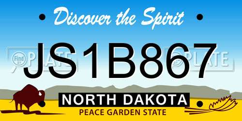 JS1B867 North Dakota License Plate