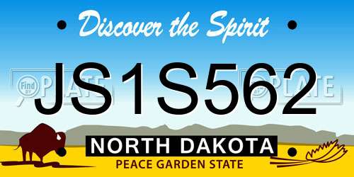 JS1S562 North Dakota License Plate