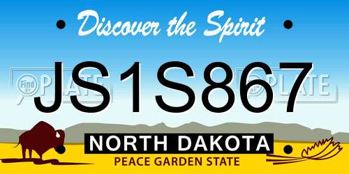 JS1S867 North Dakota License Plate