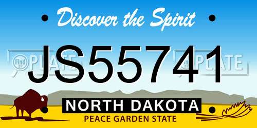 JS55741 North Dakota License Plate