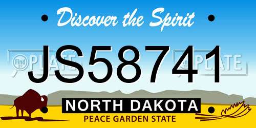 JS58741 North Dakota License Plate