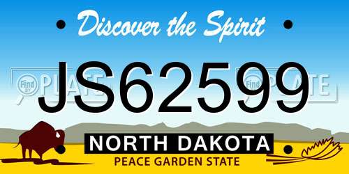 JS62599 North Dakota License Plate