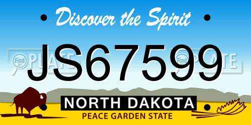 JS67599 North Dakota License Plate