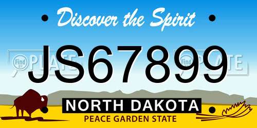 JS67899 North Dakota License Plate