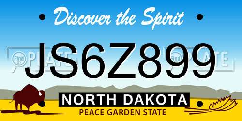 JS6Z899 North Dakota License Plate
