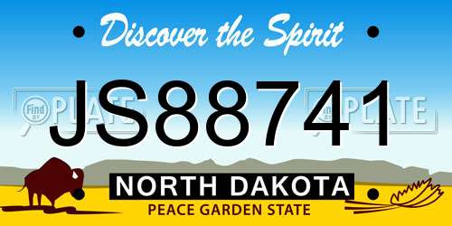 JS88741 North Dakota License Plate