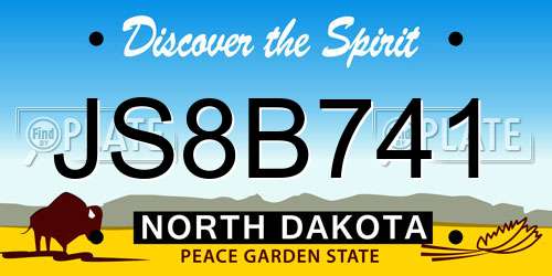 JS8B741 North Dakota License Plate
