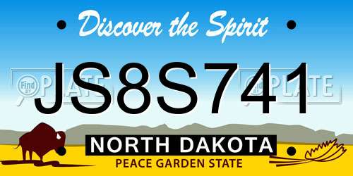 JS8S741 North Dakota License Plate