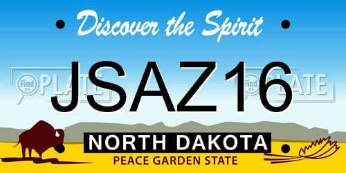 JSAZ16 North Dakota License Plate