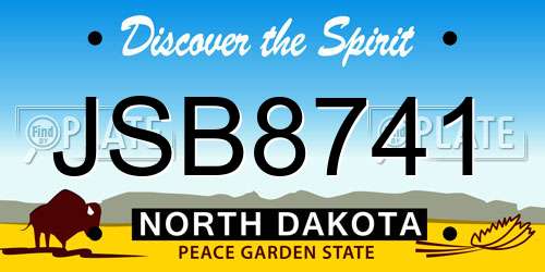JSB8741 North Dakota License Plate