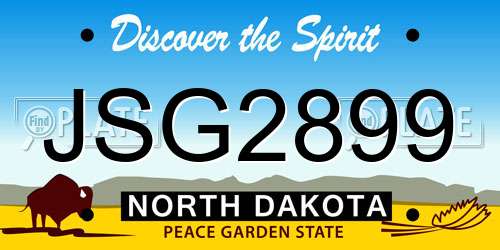 JSG2899 North Dakota License Plate