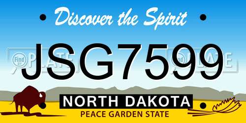 JSG7599 North Dakota License Plate