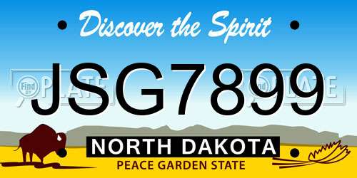 JSG7899 North Dakota License Plate