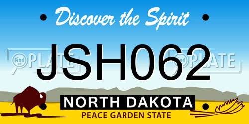 JSH062 North Dakota License Plate