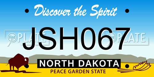 JSH067 North Dakota License Plate