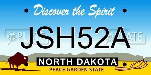 JSH52A North Dakota License Plate