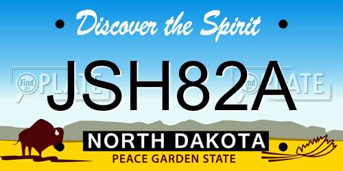 JSH82A North Dakota License Plate