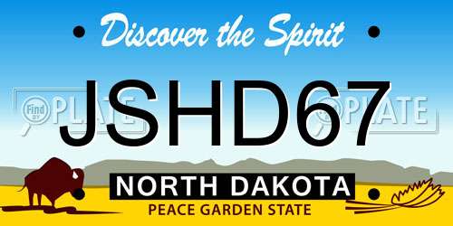 JSHD67 North Dakota License Plate